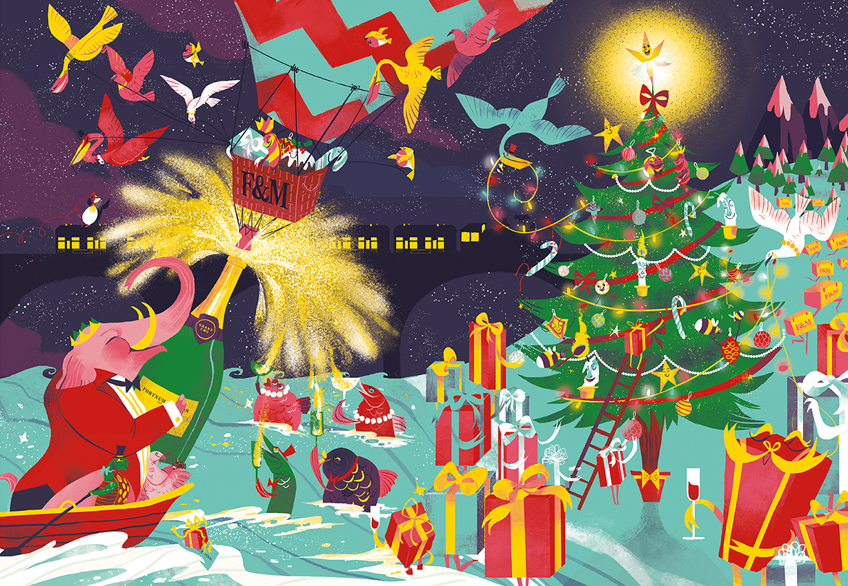 这家英国老牌百货公司的圣诞橱窗，有种奢华的童话感