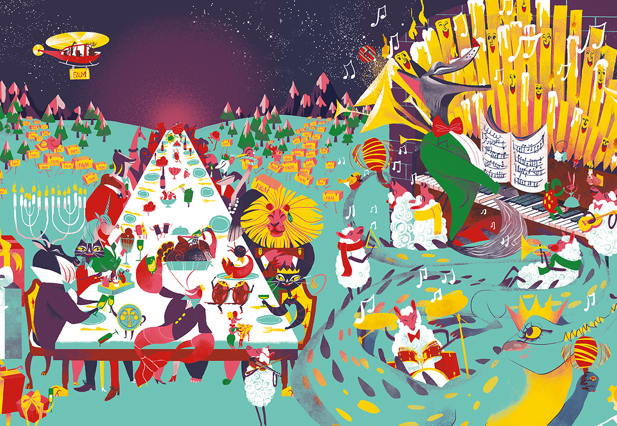 这家英国老牌百货公司的圣诞橱窗，有种奢华的童话感